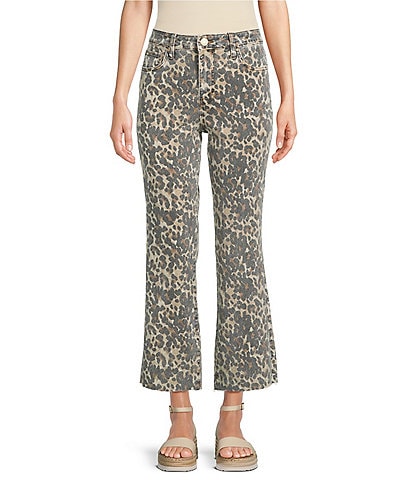 KUT from the Kloth Kelsey Cheetah Print High Rise Flare Leg Jeans