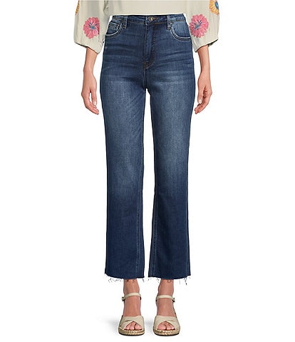 KUT from the Kloth Kelsey High Rise Flare-Inset Leg Fab Ab Technology Stretch Denim Jeans