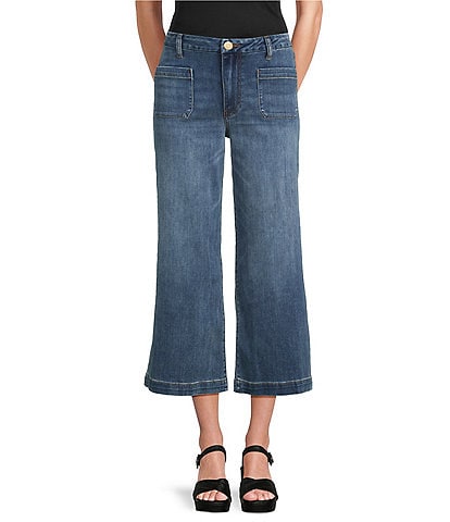 KUT from the Kloth Petite Size High Rise Patch Pockets Wide Leg Jeans