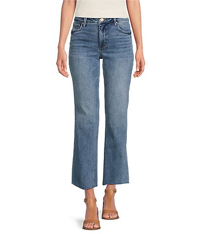 KUT from the Kloth Petite Size Kelsey High Rise Flare-Inset Leg Fab Ab Technology Stretch Denim Jeans