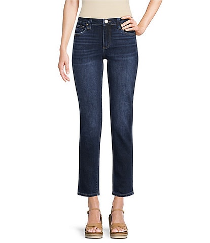 KUT from the Kloth Petite Size Stevie Mid-Rise Straight Leg 5 Pockets Jeans