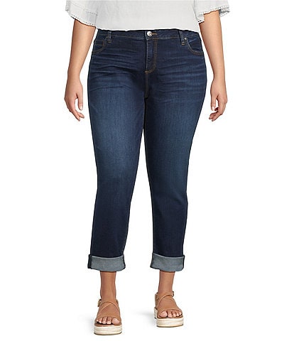 KUT from the Kloth Plus Size Catherine Roll-Up Cuff Boyfriend Jeans