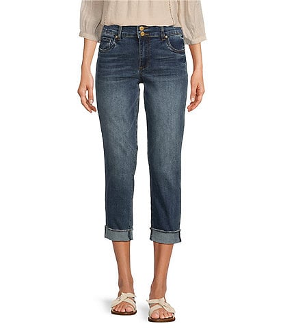 KUT from the Kloth Stretch Denim High Rise Cropped Straight Leg Jeans