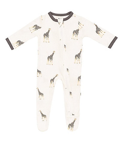Kyte BABY Baby Boys Newborn-24 Months Bamboo Giraffe Print Zip Front Footie