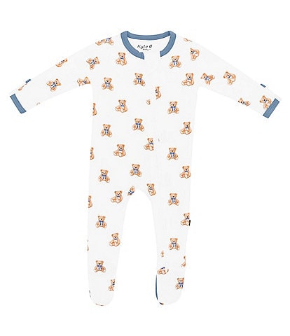 Kyte BABY Baby Boys Newborn-24 Months Bamboo Teddy Bear Print Zip Front Footie