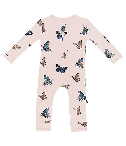 Kyte BABY Baby Girls Newborn-24 Months Bamboo Butterfly Print Zip Front Coverall