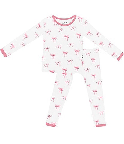 Kyte BABY Little Girls 5-7 Bamboo Bow Print Long Sleeve Top & Pajama Pants Set