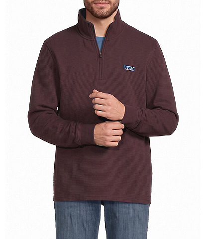 L.L. Bean Long Sleeve Lake Washed Double-Knit Quarter-Zip Pullover