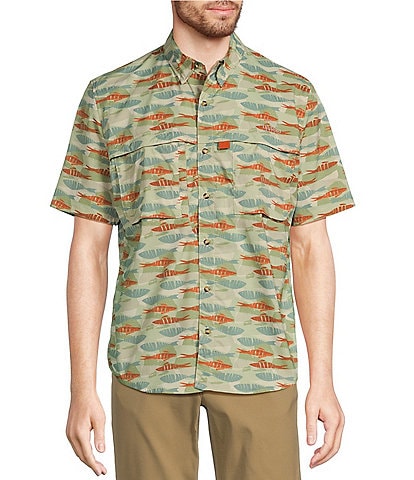 L.L. Bean Short Sleeve Tropic Wear Fish Print Shirt