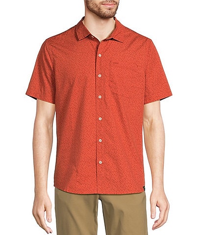 L.L.Bean All-Adventure Crosshatch Printed Short Sleeve Shirt