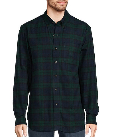 L.L.Bean Black Watch Scotch Plaid Flannel Long Sleeve Woven Shirt