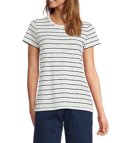 L.L.Bean Crew Neck Short Sleeve Stripe Tee Shirt