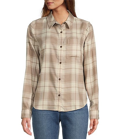 L.L.Bean® Feather-Soft Brushed Twill Plaid Print Point Collar Long Sleeve Button-Front Shirt