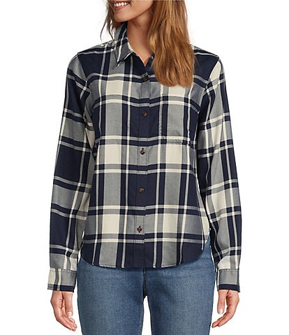 L.L.Bean® Feather-Soft Brushed Twill Plaid Print Point Collar Long Sleeve Button-Front Shirt