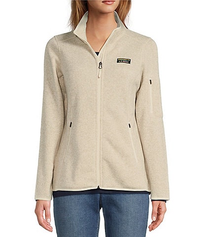 L.L.Bean Fleece Knit Stand Collar Long Sleeve Full Zip Sweater Jacket