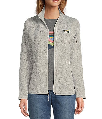 L.L.Bean Fleece Knit Stand Collar Long Sleeve Full Zip Sweater Jacket