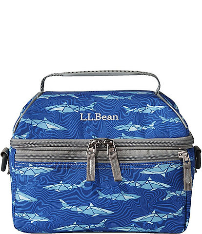 L.L.Bean Flip-Top Regatta Blue Geo Shark Print Lunch Box
