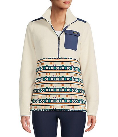 L.L.Bean® Hybrid Sweater Fleece Sherpa Knit Stand Collar Long Sleeve Pullover Jacket