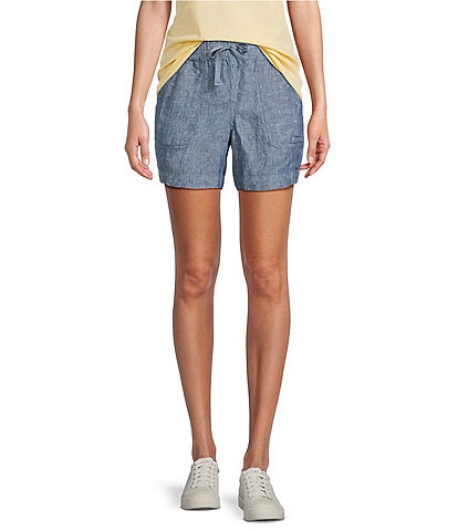 L.L.Bean Linen Mid-Rise Elastic Waistband Shorts
