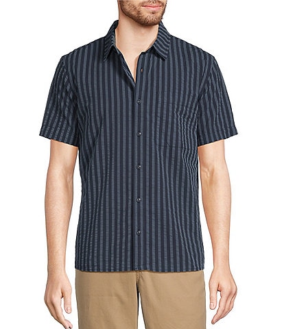 L.L.Bean Madras Vertical Stripe Seersucker Short Sleeve Shirt