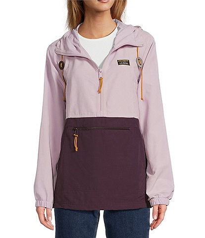 L.L.Bean Mountain Classic Color Block Hooded Kangaroo Pocket Weather Resistant Anorak Jacket