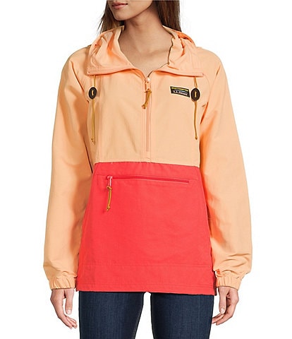 L.L.Bean Mountain Classic Color Block Hooded Kangaroo Pocket Weather Resistant Anorak Jacket