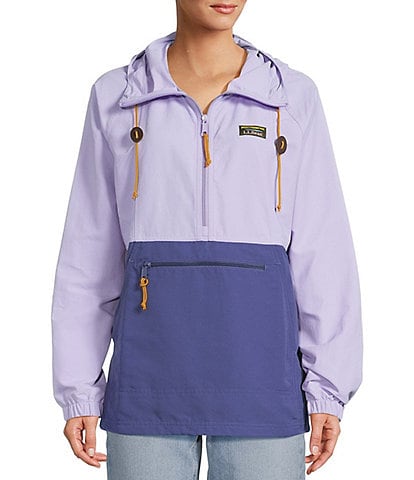 L.L.Bean Mountain Classic Color Block Hooded Kangaroo Pocket Weather Resistant Anorak Jacket