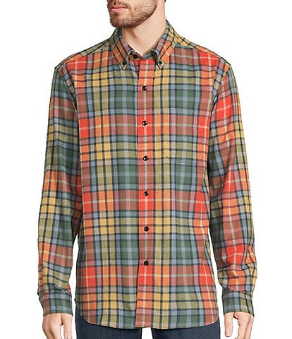 L.L.Bean Multi-Color Scotch Plaid Flannel Long Sleeve Woven Shirt