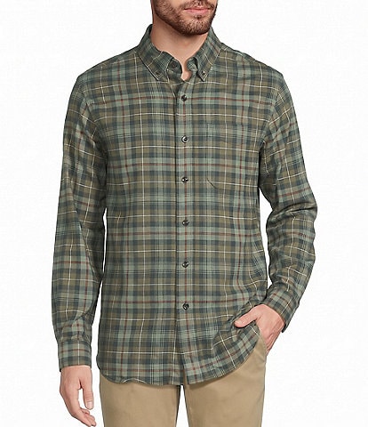 L.L.Bean Scotch Small Plaid Flannel Long Sleeve Woven Shirt