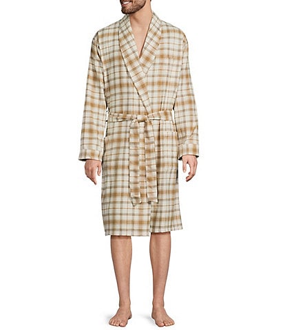 L.L.Bean Window Plaid Flannel Robe