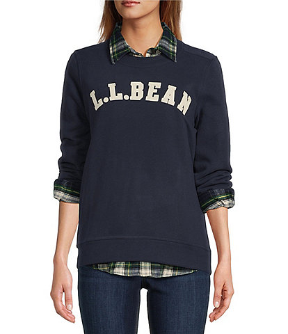 L.L.Bean®1912 Soft & Cozy Crew Neck Long Sleeve Logo Detail Sweat Shirt