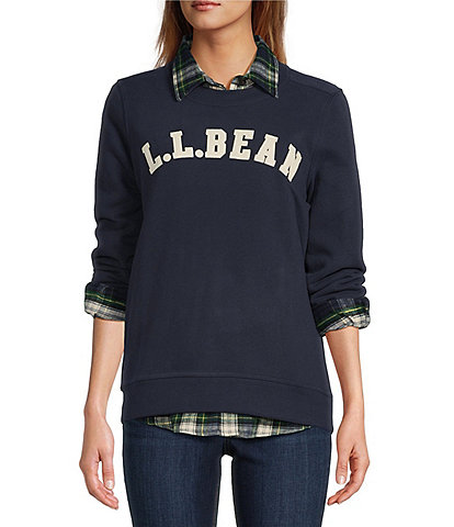L.L.Bean 1912 Soft & Cozy Crew Neck Long Sleeve Logo Detail Sweat Shirt