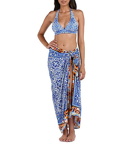 La Blanca Alboran Sea Rayon Crepe Pareo Wrap Swim Cover-Up