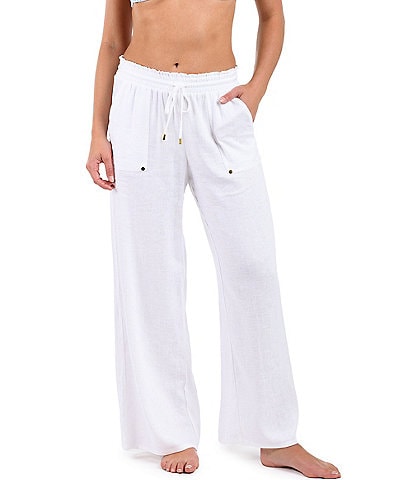 La Blanca Delphine Coast Drawstring Elastic Waist Wide Leg Swim Cover-Up Pants