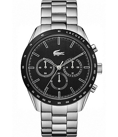 Lacoste Men's Boston Chronograph Black Dial Stainless Steel Bracelet Watch