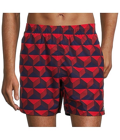 Lacoste Abstract Print 6#double; Inseam Swim Trunks