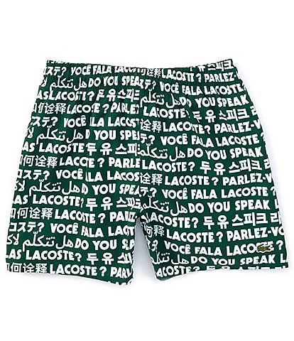 Lacoste Big Boys 8-16 AOP #double;Do You Speak Lacoste#double; Drawstring Swim Shorts