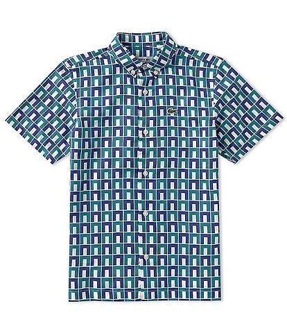Lacoste Big Boys 8-16 Long Sleeve Monogram Woven Shirt