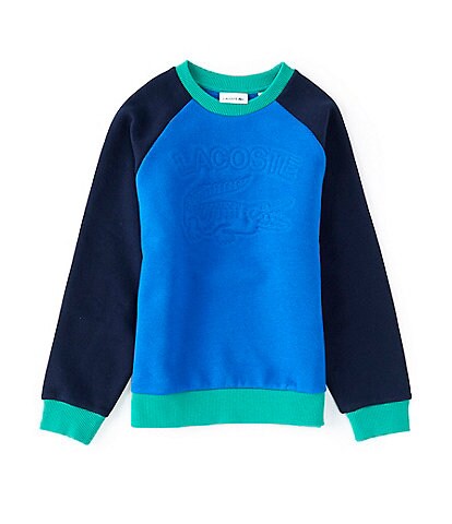 Lacoste Big Boys 8-16 Raglan-Sleeve Branded Color Block Fleece Sweatshirt