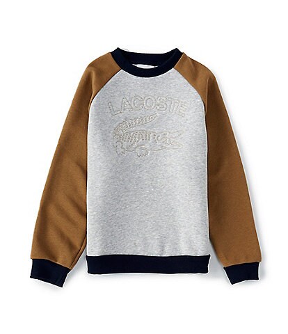 Lacoste Big Boys 8-16 Raglan-Sleeve Branded Color Block Fleece Sweatshirt