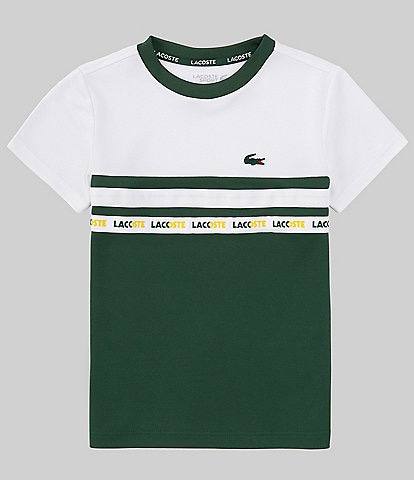 Lacoste Big Boys 8-16 Short Sleeve Color Block/Solid Taped T-Shirt