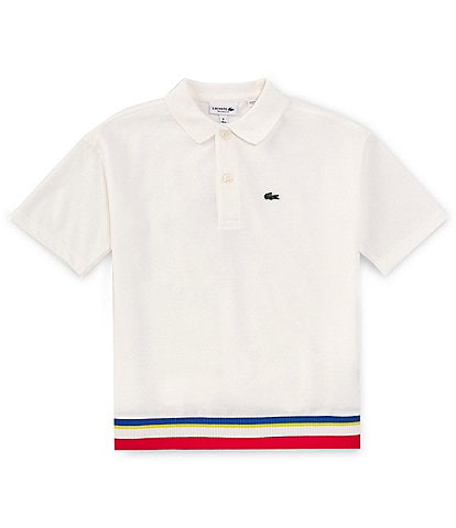 Lacoste Big Boys 8-16 Short Sleeve Oversize Colorblock Hem Lines Polo Shirt