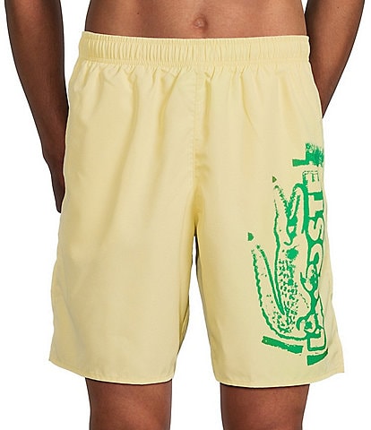 Lacoste Branded 7" Inseam Swim Trunks