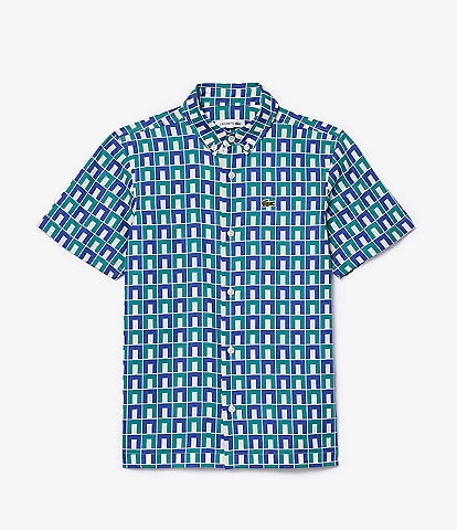 Lacoste Little Boys 2T-6T Short Sleeve Button Down Collared Printed Shirt