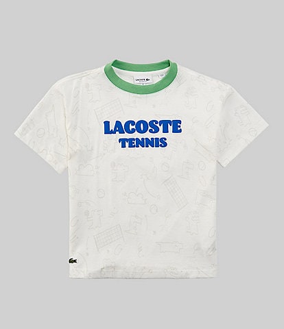 Lacoste Little Boys 2T-6T Short Sleeve Oversized AOP Tennis Playing Croc Shirt