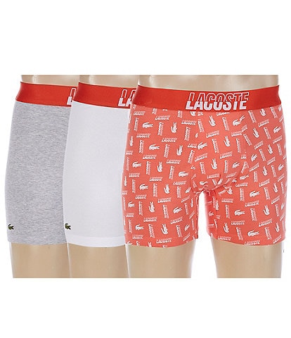 Lacoste Logo Print Crocodile Embroidered Boxer Briefs 3-Pack