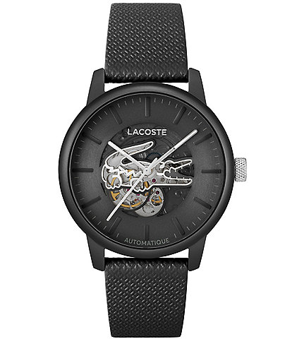 Lacoste Men's 12.12 Automatic Black Leather Strap Watch