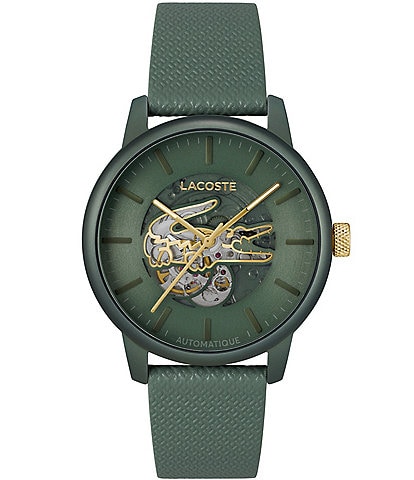 Lacoste Men's 12.12 Automatic Green Leather Strap Watch