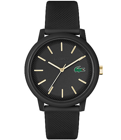 Lacoste Men's 12.12 Quartz Analog Black Textured Silicone Watch