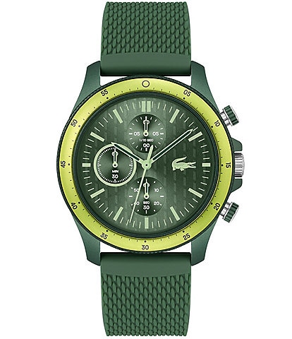 Lacoste Men's 42mm Neoheritage Chronograph Green Silicone Strap Watch